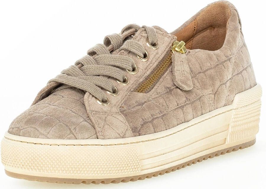 Gabor Beige Leren Printed Sneakers Beige Dames