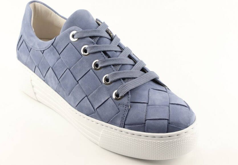 Gabor Blauwe Leren Sneaker Trendy Gewatteerde Stijl Blue Dames