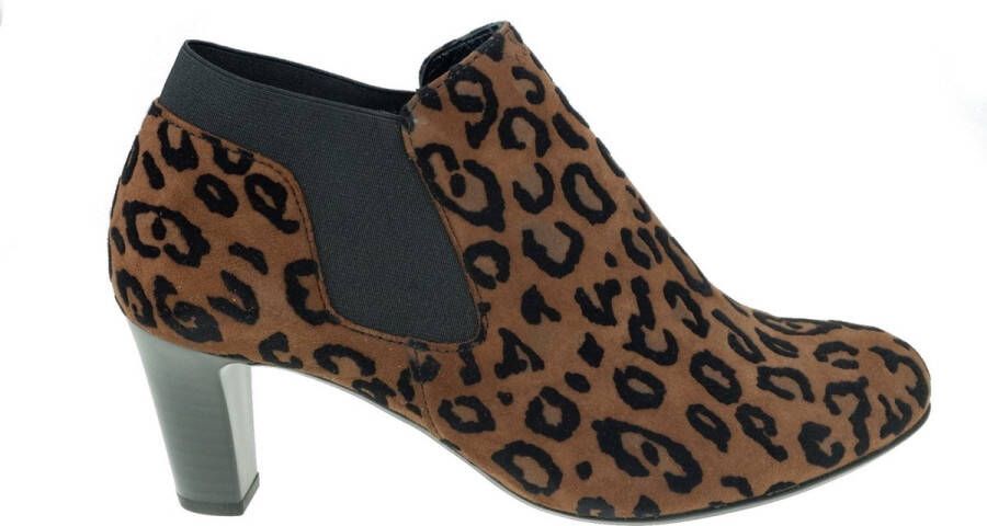 Gabor Trendy Leopard Print Enkellaars Brown Dames