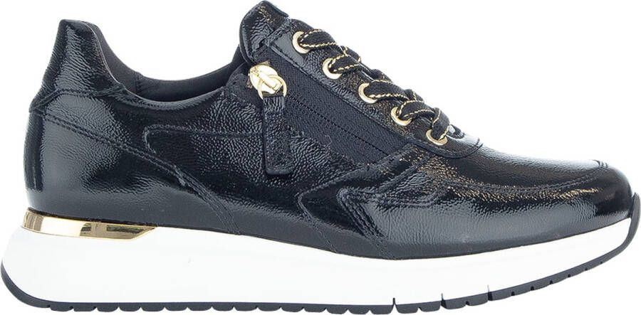 Gabor Zwarte Sneakers Trendy Rits Uitneembare Binnenzool Black Dames