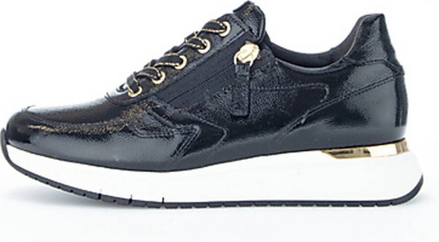 Gabor Zwarte Sneakers Trendy Rits Uitneembare Binnenzool Black Dames