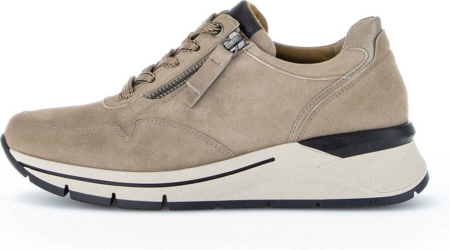 Gabor Suède Sneaker met Leren Accenten Beige Dames