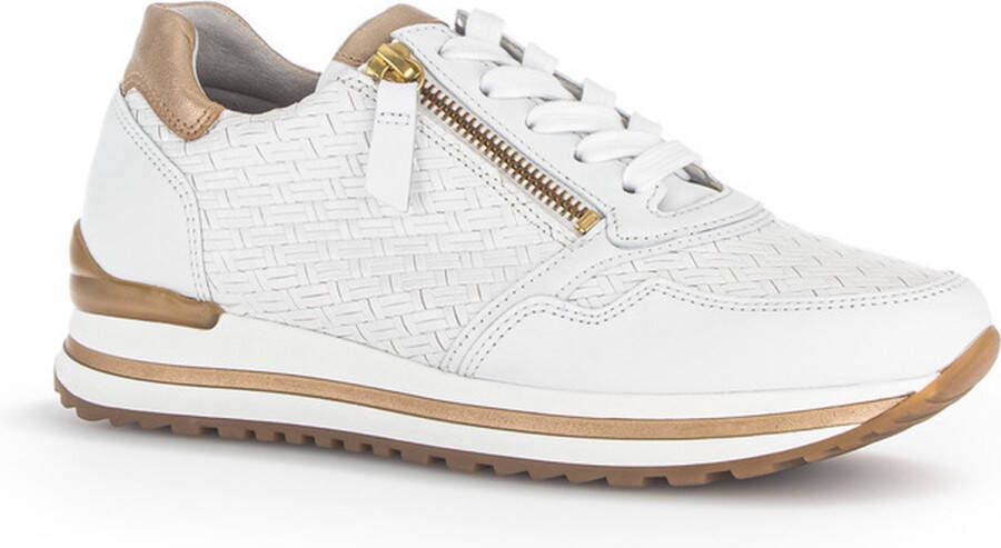 Gabor Wit Goud Leren Sneakers White Dames