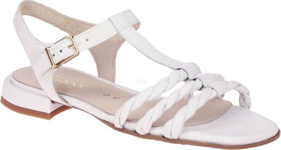 Gabor Witte leren platte sandalen White Dames