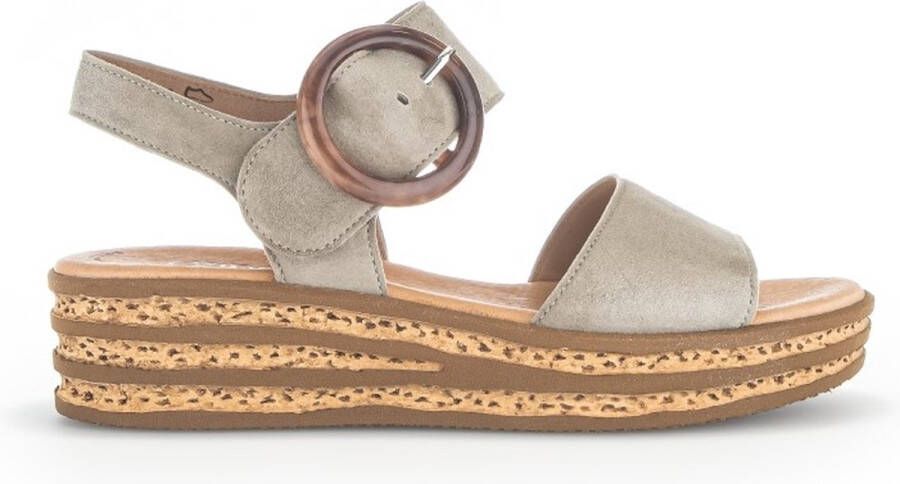 Gabor Beige Suède Sandalen met Velcro Sluiting Beige Dames