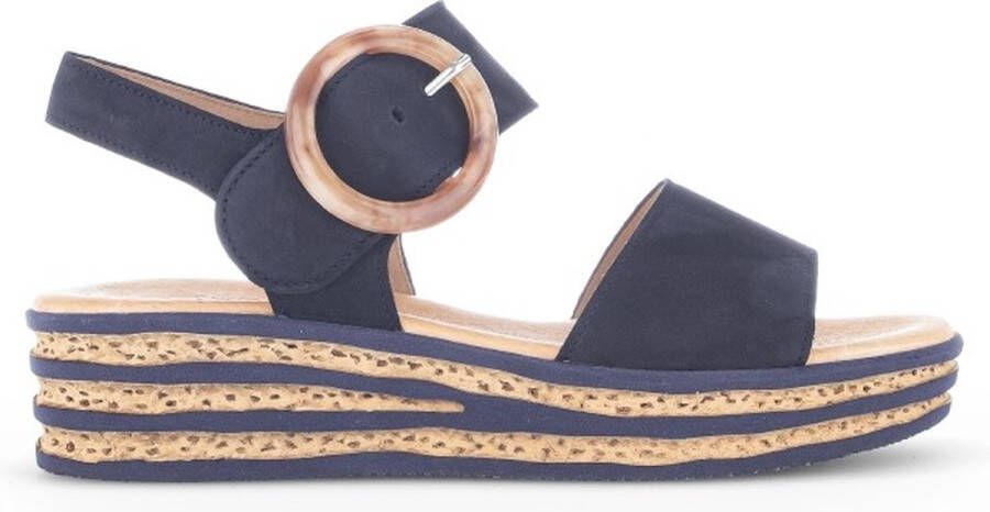 Gabor Blauwe Suède Sandalen met Klittenbandsluiting Blue Dames