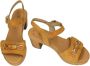 Gabor Camel Suede Sandalette met Houten Kraal Brown Dames - Thumbnail 4