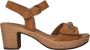 Gabor Camel Suede Sandalette met Houten Kraal Brown - Thumbnail 1