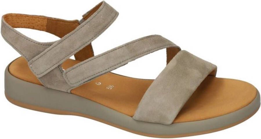 Gabor Beige Suède Sandalen met Velcro Sluiting Beige Dames