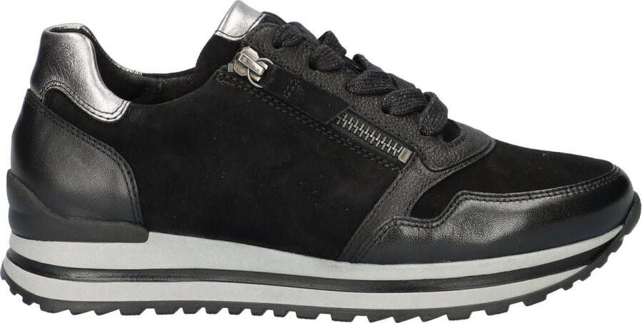 Gabor Zwarte Leren Sneaker Optifit Comfort Black Dames