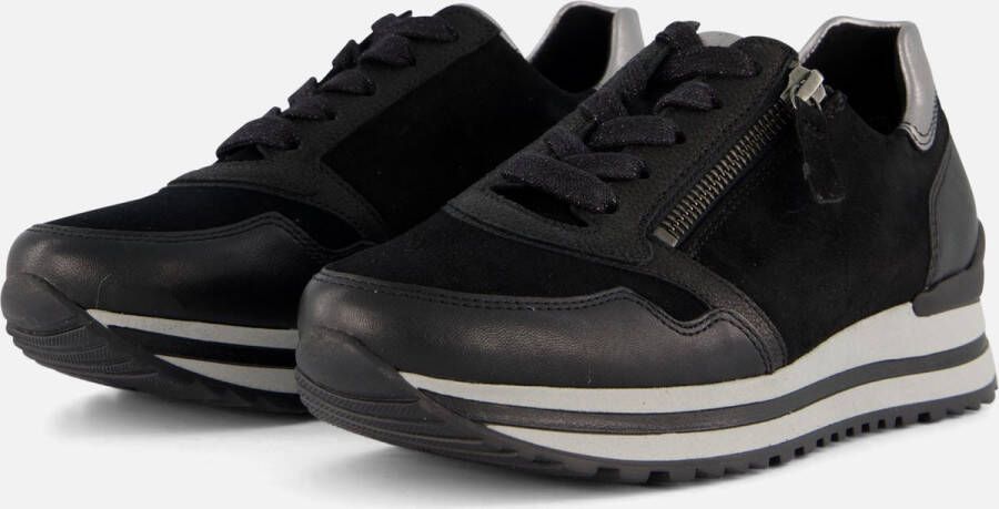 Gabor Zwarte Leren Sneaker Optifit Comfort Black Dames