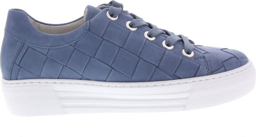 Gabor Blauwe Leren Sneaker Trendy Gewatteerde Stijl Blue Dames