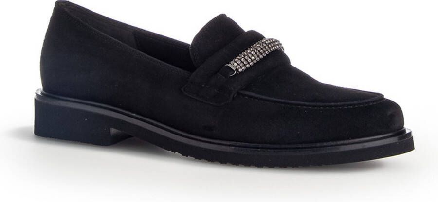 Gabor Zwarte Fluwelen Loafers Winterstijl Black Dames