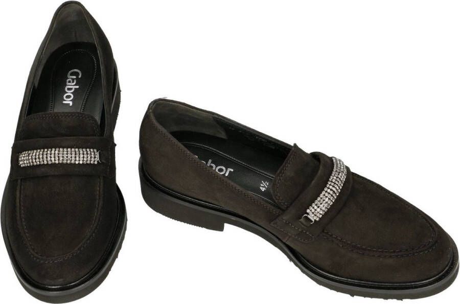 Gabor Zwarte Fluwelen Loafers Winterstijl Black Dames