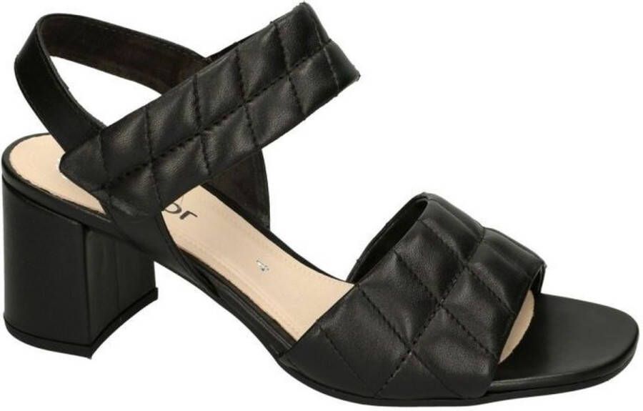 Gabor Zwarte Leren Zomer Sandalen Black Dames