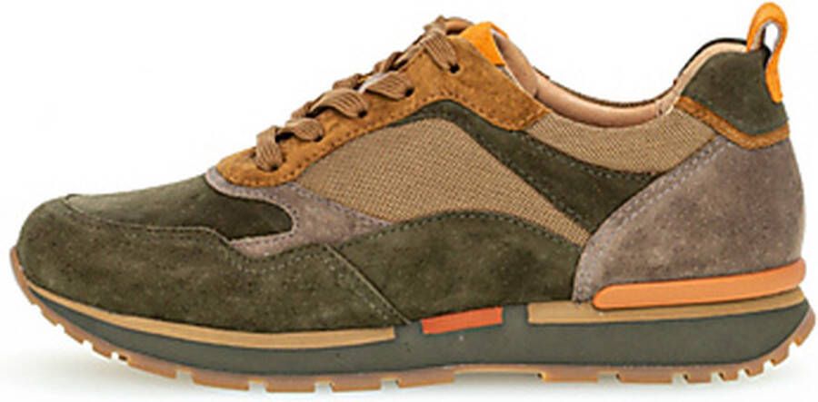 Gabor Groene Sneaker 96.365.35 met beige en bruine accenten