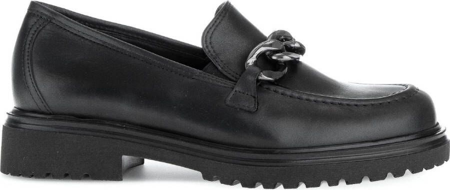 Gabor Zwarte Leren Mocassins Comfort Schoenen Black Dames