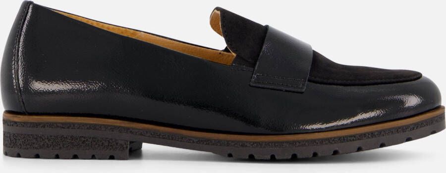 Gabor Zwarte Leren Mocassins Klassiek Comfortabel Black Dames