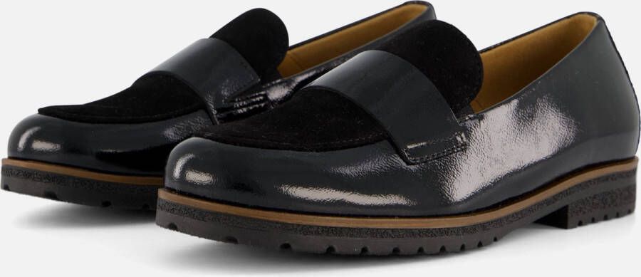 Gabor Zwarte Leren Mocassins Klassiek Comfortabel Black Dames