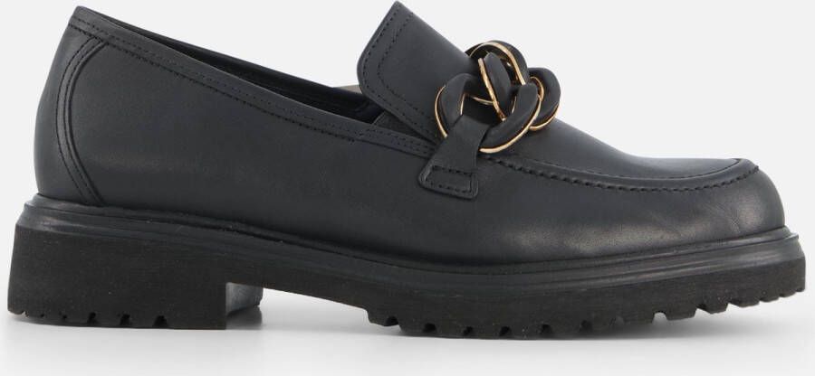 Gabor Stijlvolle zwarte leren loafers met uitneembaar voetbed Black Dames