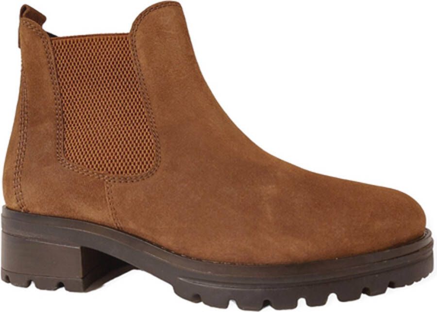 Gabor Velvet Chelsea Boots Cognac Rits Hak Brown Dames