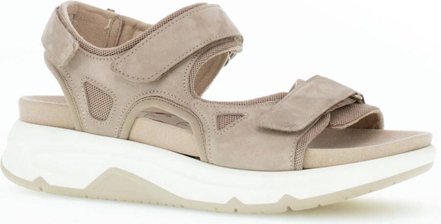 Gabor Beige Suède Sandalen Rollingsoft Collectie Beige Dames