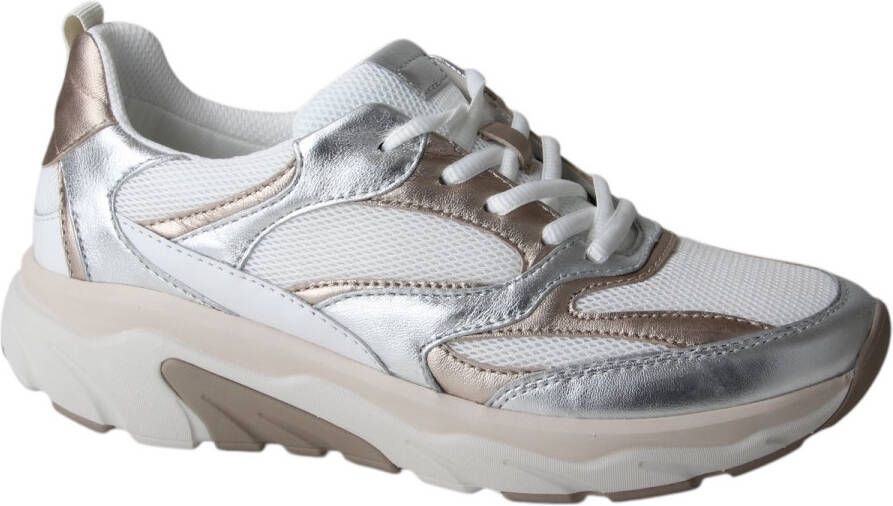 Gabor Rollingsoft Gabor Rollinsoft Sneaker Wit Zilver Goud Leer Mesh Combi