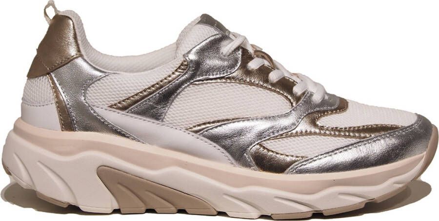 Gabor Rollingsoft Gabor Rollinsoft Sneaker Wit Zilver Goud Leer Mesh Combi