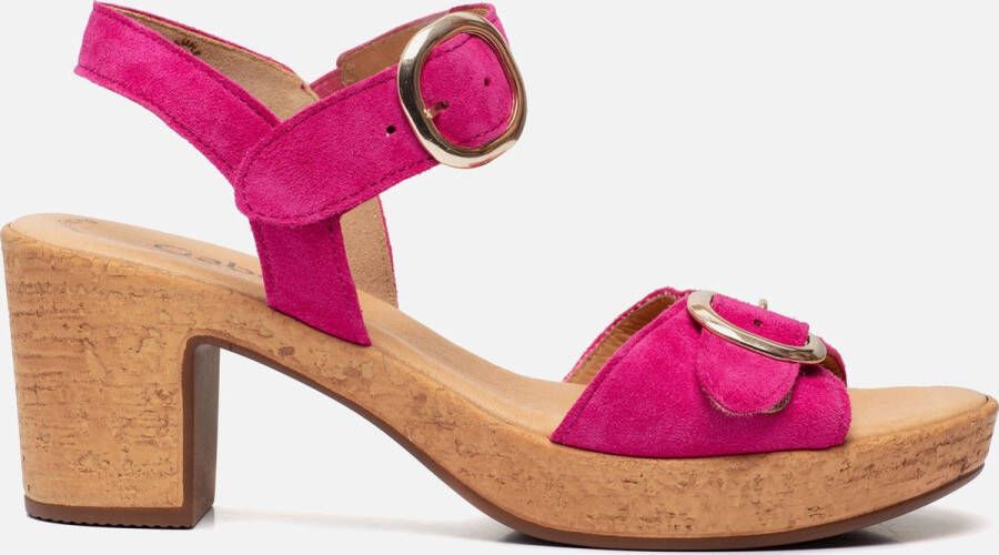 Gabor Roze Suède Sandalen met Kurk Zool Pink Dames