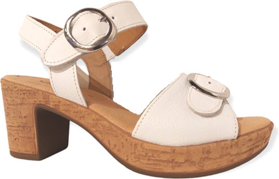 Gabor Comfortabele Leren Hoge Hak Sandalen White Dames