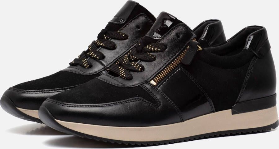 Gabor Zwarte Leren Sneakers Black Dames