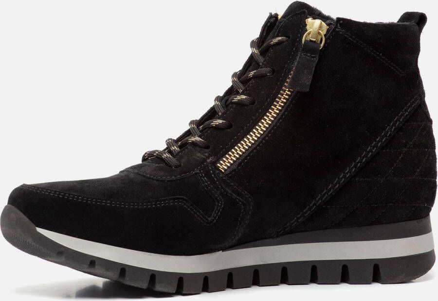 Gabor Zwarte Velvet High Top Sneaker Boots Black Dames