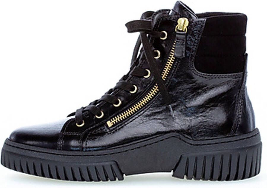 Gabor Zwarte Leren Hoge Sneakers Black Dames