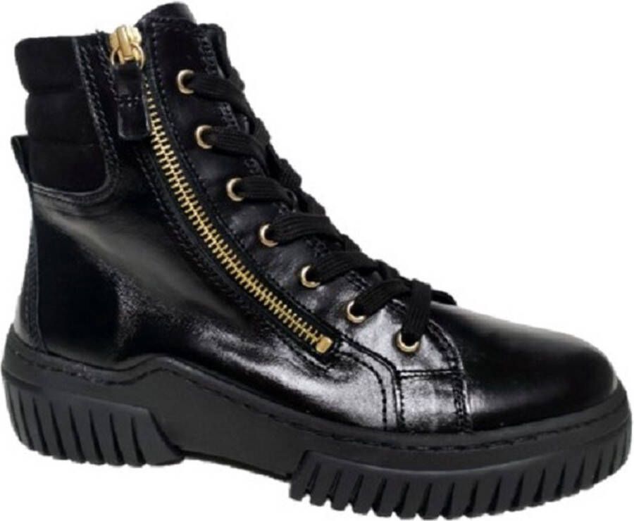 Gabor Zwarte Leren Hoge Sneakers Black Dames