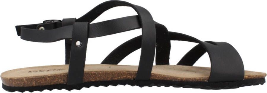 Geox Stijlvolle platte sandalen voor vrouwen Black Dames