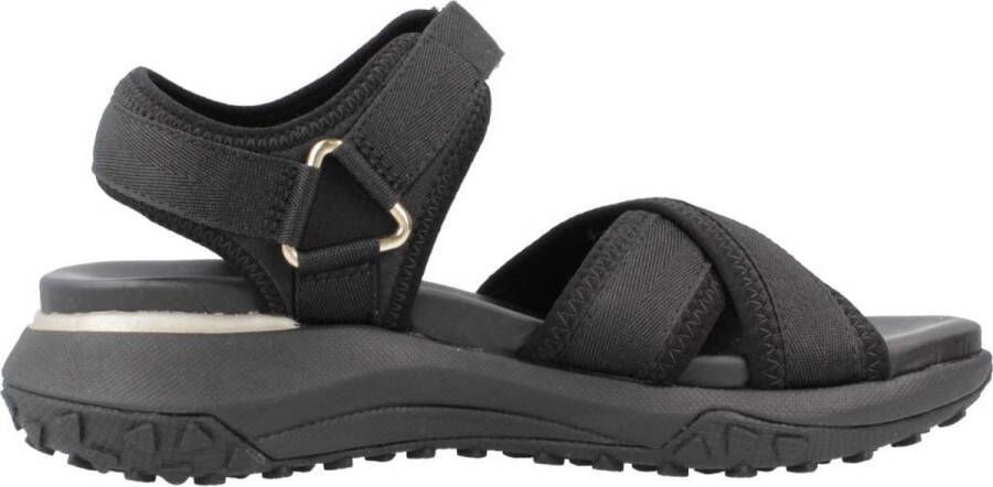 Geox Comfortabele platte sandalen voor vrouwen Black Dames