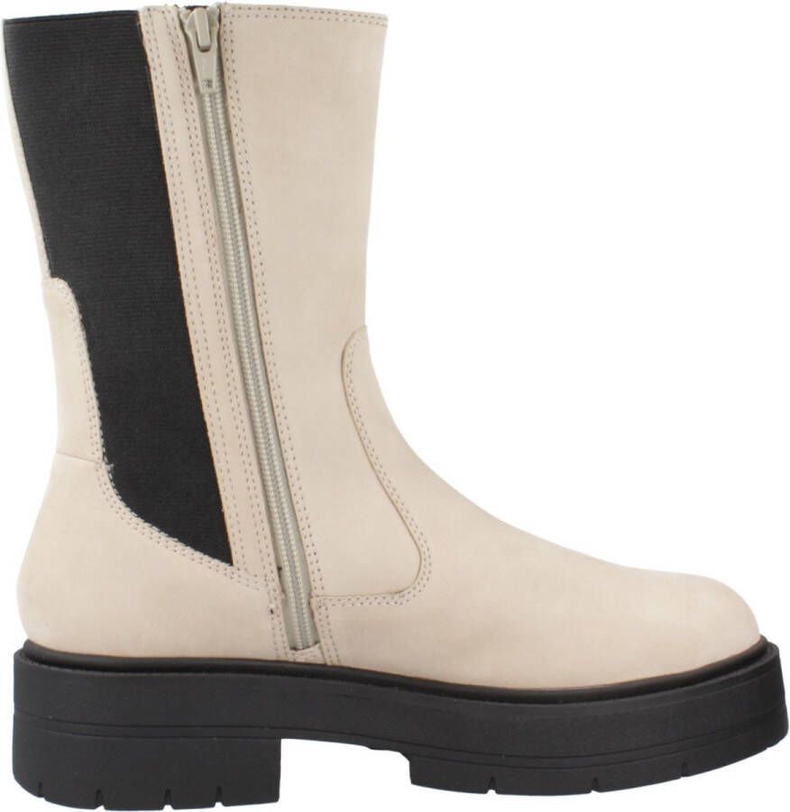 Geox Ademende en Gedempte Leren Hoge Laarzen Beige Dames