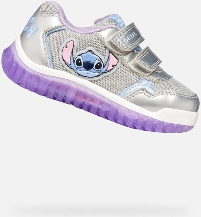 GEOX LIGHTYLOO PEUTERMEISJES Sneakers ZILVER LILA