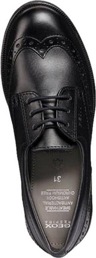 GEOX J Agata D Girls Leather Lace Up Shoe (Black)