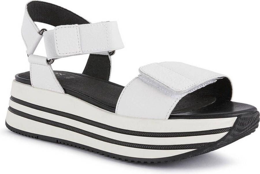 Geox Stijlvolle Platte Sandalen White Dames