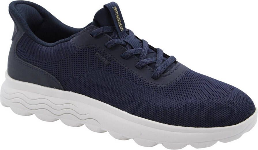 Geox Blauwe Casual Textiel Sneakers met 3cm Rubberen Zool Blue Heren