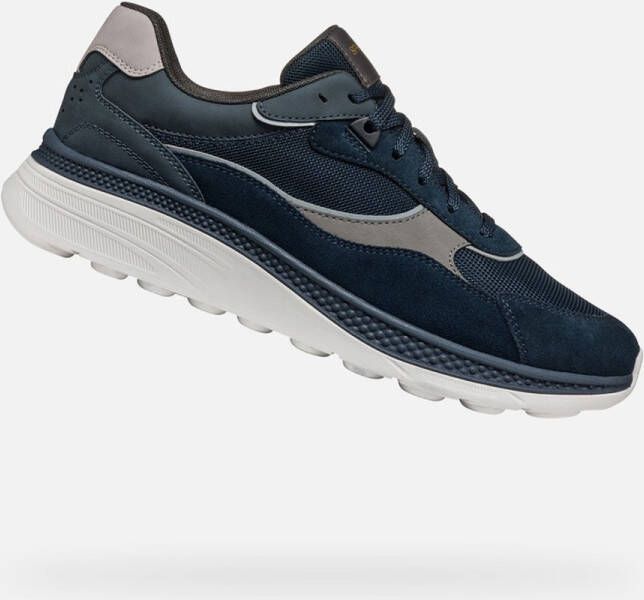 Geox Blauwe Casual Textiel Sneakers met 3cm Rubberen Zool Blue Heren