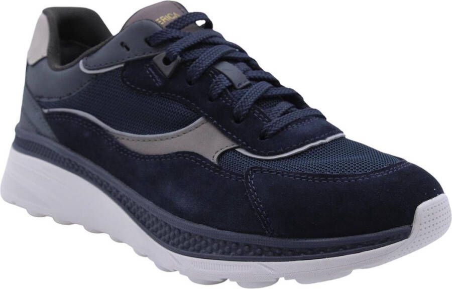 Geox Blauwe Casual Textiel Sneakers met 3cm Rubberen Zool Blue Heren