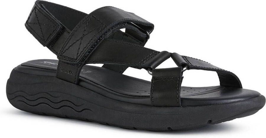 Geox Comfortabele platte sandalen voor vrouwen Black Dames