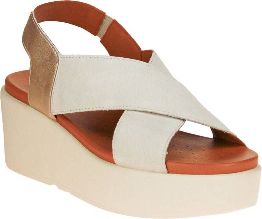 Geox Beige Platte Sandalen voor Vrouwen Beige Dames