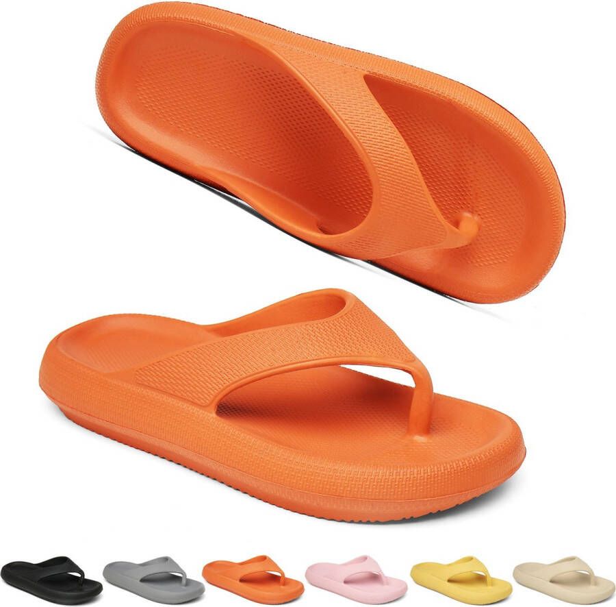 Geweo -Badslipppers-Slippers Heren Dames-Antislip Zachte Zomer Teenslippers-Oranje