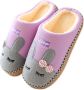 Geweo Home Sloffen Pantoffels Open Sloffen Paashaas Instap Sloffen Wollen Pantoffels Antislip Kerstmis Kerstfeest Christmas Gift Dames Zwart - Thumbnail 1