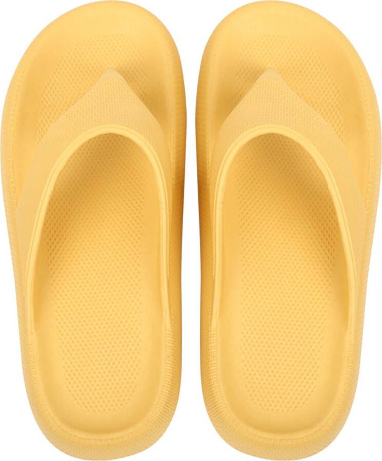 Geweo Slippers Heren Dames EVA Badslippers -Flip Flops Slim Slippers Verdikte Lichtgewicht Super Zacht aan je Voeten Anti-Slip en Stevig Voetbed Anti-lawaai Geel