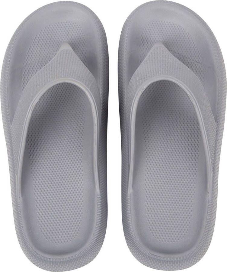 Geweo Slippers Heren Dames EVA Badslippers -Flip Flops Slim Slippers Verdikte Lichtgewicht Super Zacht aan je Voeten Anti-Slip en Stevig Voetbed Anti-lawaai Grijs