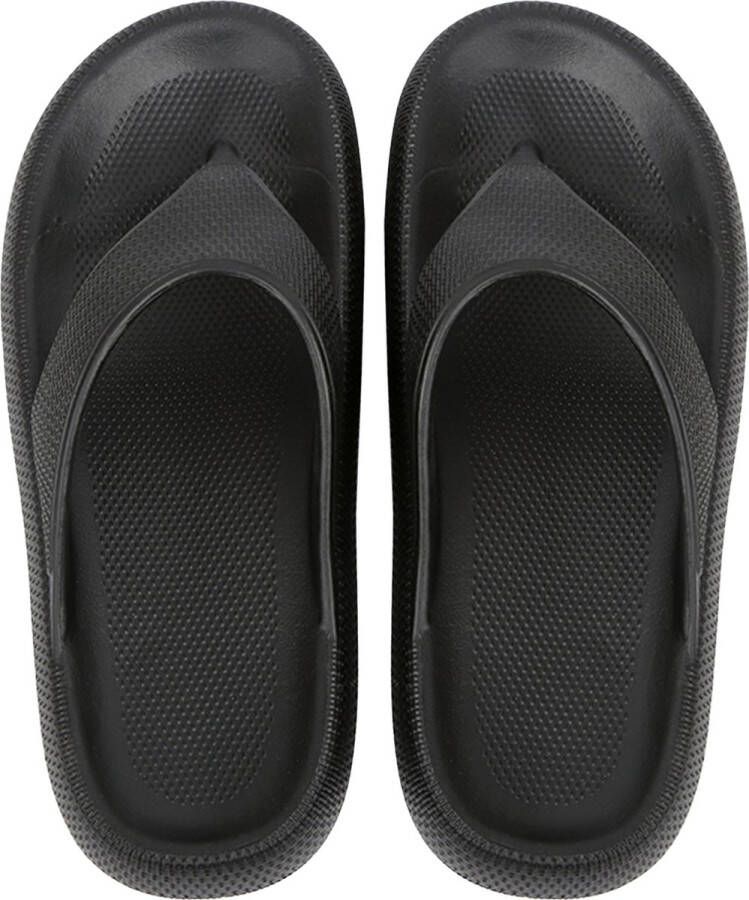 Geweo Slippers Heren Dames EVA Badslippers -Flip Flops Slim Slippers Verdikte Lichtgewicht Super Zacht aan je Voeten Anti-Slip en Stevig Voetbed Anti-lawaai Zwart